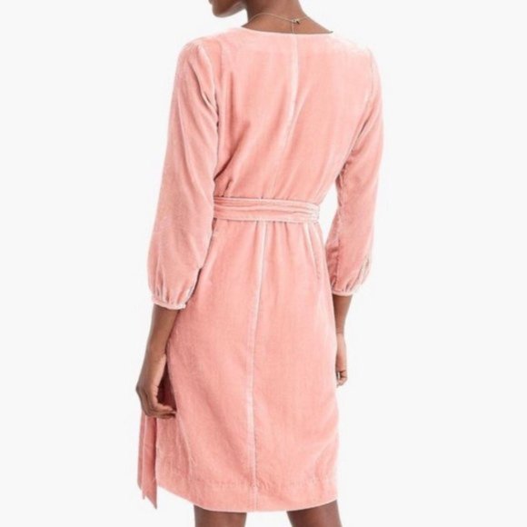 J.Crew Peach Velvet Wrap Dress - Picture 6 of 6